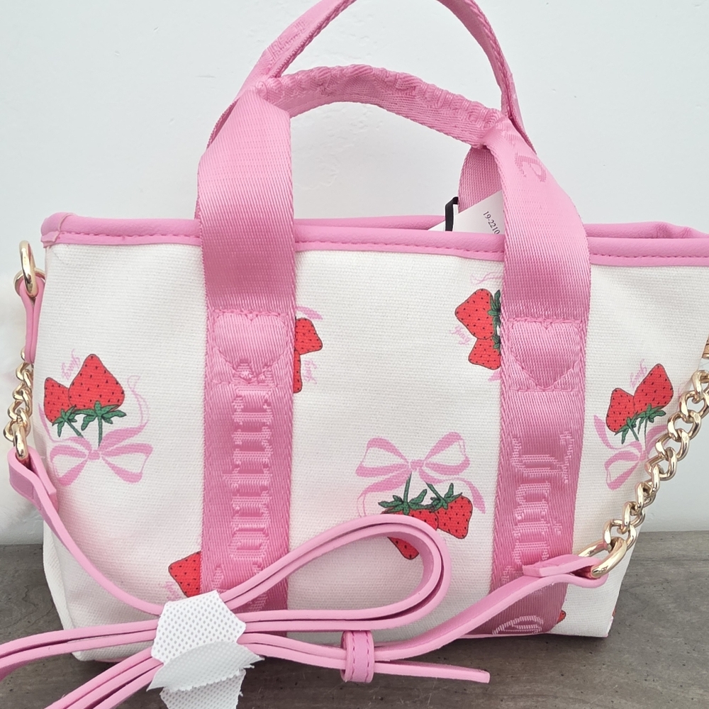 Viral Juicy Couture Strawberry Mini Bag Strawberry Pink Bow Teddy Bear - Picture 4 of 7